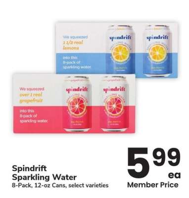Spindrift Sparkling Water - 8 - Pack, 12 - oz Cans, select varieties