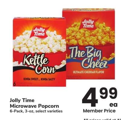 Jolly Time Microwave Popcorn - 6 - Pack, 3 - oz, select varieties