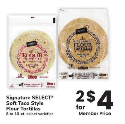 Signature SELECT® Soft Taco Style Flour Tortillas - 8 to 10 - ct, select varieties