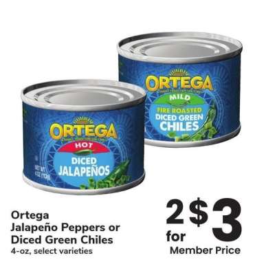 Ortega Jalapeño Peppers or Diced Green Chiles - 4 - oz, select varieties