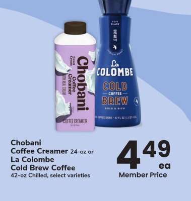 Chobani Coffee Creamer 24-oz or La Colombe Cold Brew Coffee 42-oz Chilled - select varieties