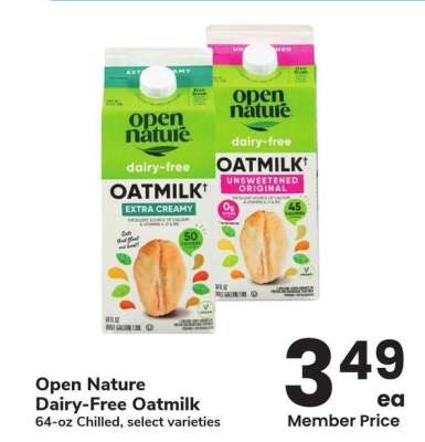 Open Nature Dairy Free Oatmilk - 64 - oz Chilled, select varieties