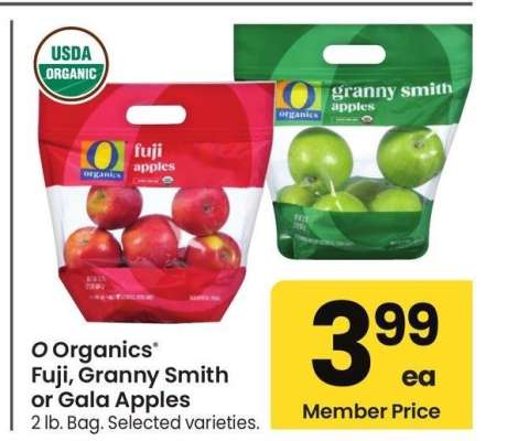 O Organics® Fuji, Granny Smith or Gala Apples - 2 lb. Bag. Selected varieties.