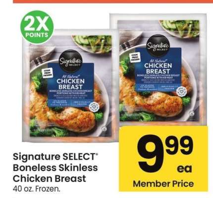 Signature SELECT® Boneless Skinless Chicken Breast - 40 oz. Frozen.