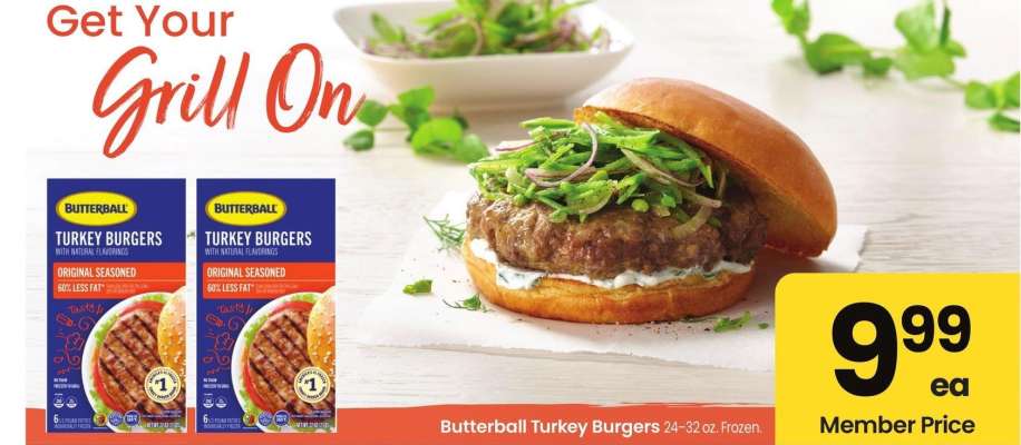 Butterball Turkey Burgers - 24-32 oz. Frozen.