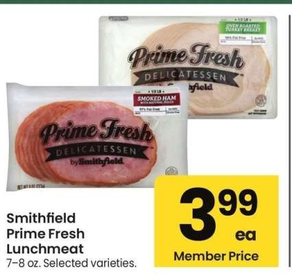 Smithfield Prime Fresh Lunchmeat - 7-8 oz. Selected varieties.