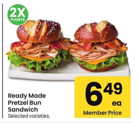 Ready Made Pretzel Bun Sandwich - Selected varieties.