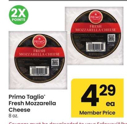 Primo Taglio® Fresh Mozzarella Cheese - 8 oz.