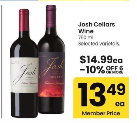 Josh Cellars Wine - 750 ml. Selected varietals.