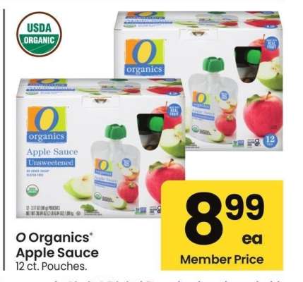 O Organics® Apple Sauce - 12 ct. Pouches.