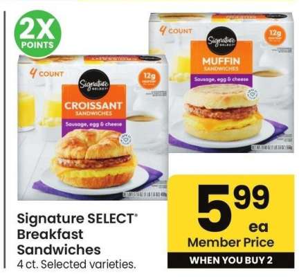 Signature SELECT® Breakfast Sandwiches - 4 ct. Selected varieties.