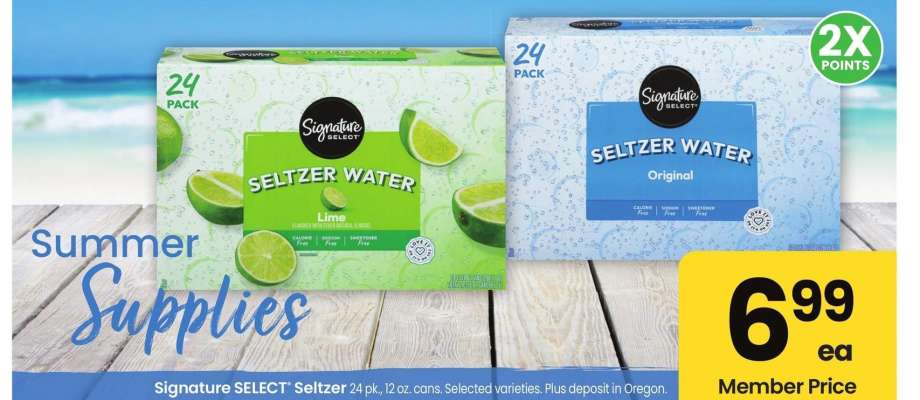 Signature SELECT® Seltzer - 24 pk., 12 oz. cans. Selected varieties.