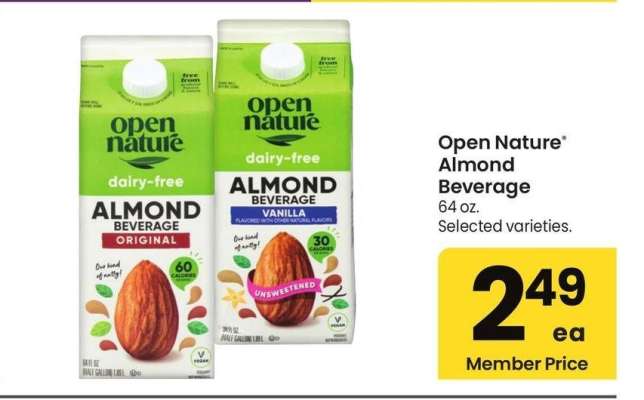 Open Nature® Almond Beverage - 64 oz. Selected varieties.