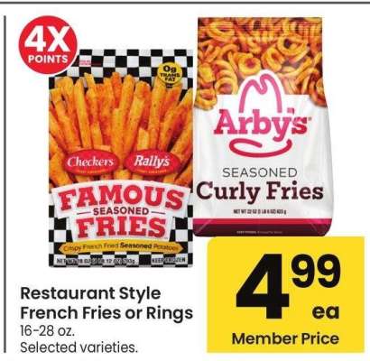 Restaurant Style French Fries or Rings - 16-28 oz. Selected varieties.