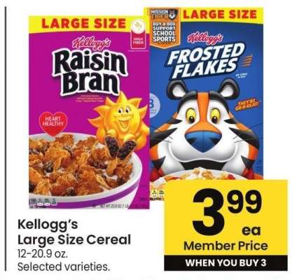 Kellogg's Large Size Cereal - 12-20.9 oz. Selected varieties.