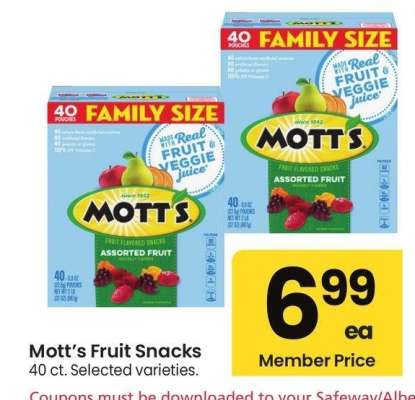 Mott's Fruit Snacks - 40 ct. Selected varieties.