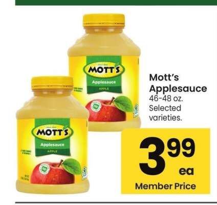 Mott's Applesauce - 46-48 oz. Selected varieties.