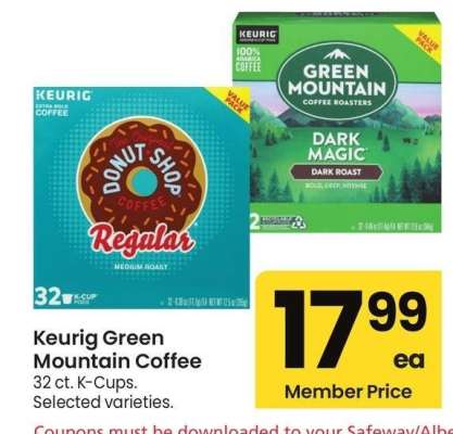 Keurig Green Mountain Coffee - 32 ct. K - Cups. Selected varieties.