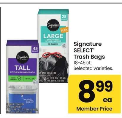 Signature SELECT® Trash Bags - 18-45 ct.
Selected varieties.