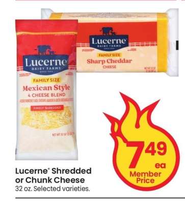 Lucerne® Shredded or Chunk Cheese - 32 oz. Selected varieties.