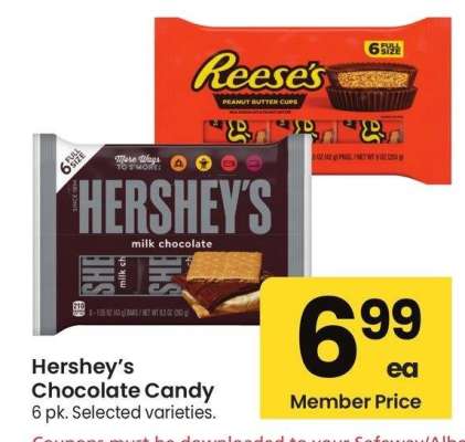 Hershey's Chocolate Candy - 6 pk. Selected varieties.