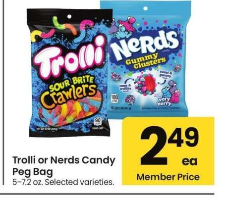 Trolli or Nerds Candy Peg Bag - 5-7.2 oz. Selected varieties.