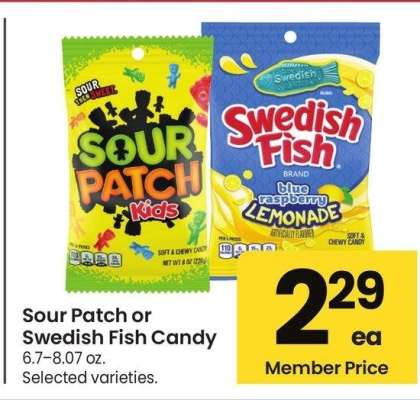 Sour Patch or Swedish Fish Candy - 6.7-8.07 oz. Selected varieties.