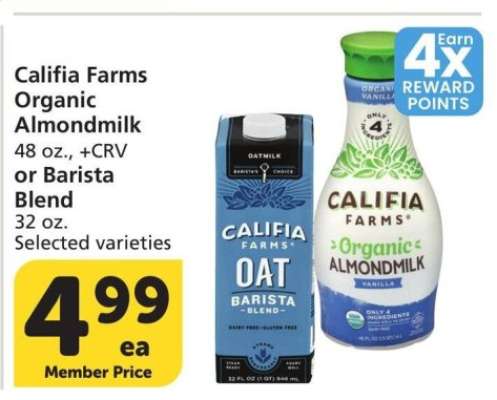 Califia Farms Organic Almondmilk, 48 oz., or Barista Blend, 32 oz. - Selected varieties