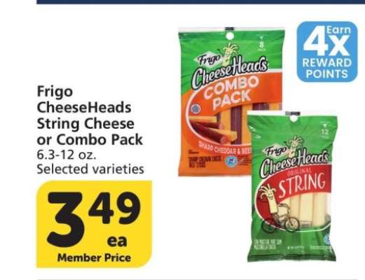 Frigo CheeseHeads String Cheese or Combo Pack - 6.3-12 oz. Selected varieties