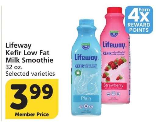 Lifeway Kefir Low Fat Milk Smoothie - 32 oz. Selected varieties