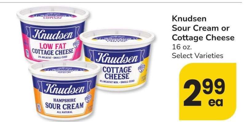 Knudsen Sour Cream or Cottage Cheese - 16 oz. Select Varieties
