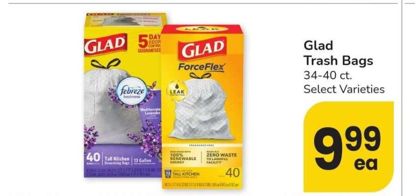 Glad Trash Bags - 34-40 ct. Select Varieties