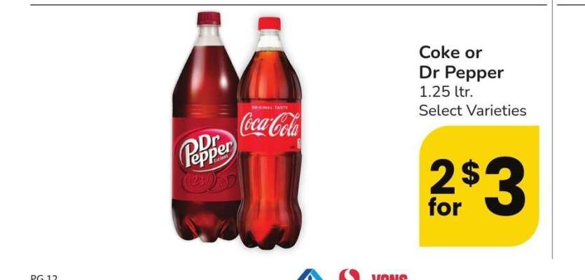 Coke or Dr Pepper - 1.25 ltr. Select Varieties
