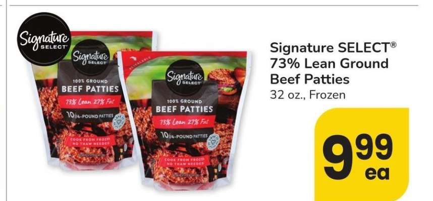 Signature SELECT® 73% Lean Ground Beef Patties - 32 oz., Frozen