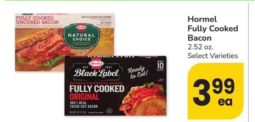 Hormel Fully Cooked Bacon - 2.52 oz. Select Varieties