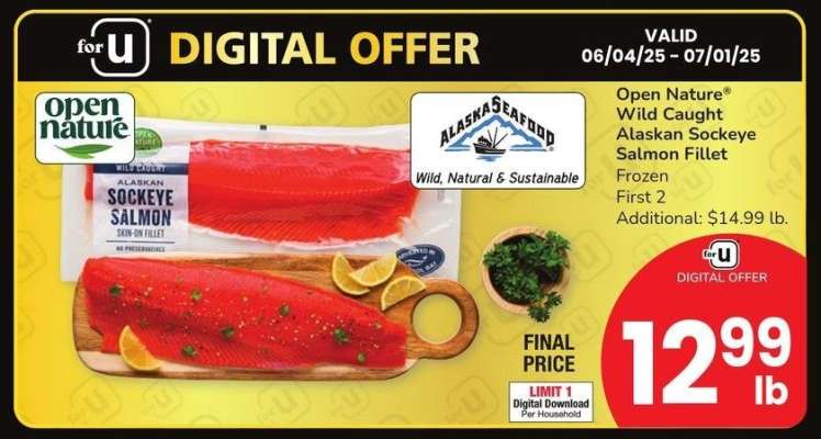 Open Nature® Wild Caught Alaskan Sockeye Salmon Fillet - Frozen