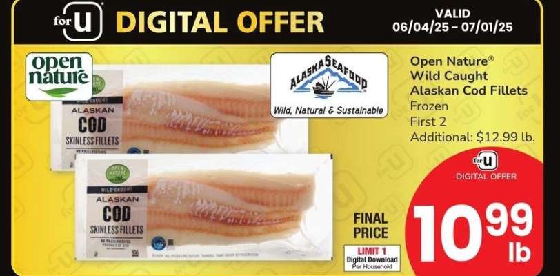 Open Nature® Wild Caught Alaskan Cod Fillets - Frozen
