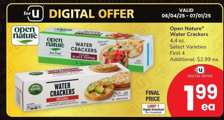 Open Nature® Water Crackers - 4.4 oz. Select Varieties
