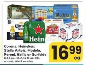 Corona, Heineken, Stella Artois, Modelo, Peroni, Bell's or Surfside