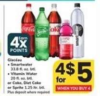 Glacéau Smartwater, Vitamin Water, Coke, Diet Coke, Sprite
