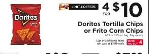 Doritos Tortilla Chips or Frito Corn Chips