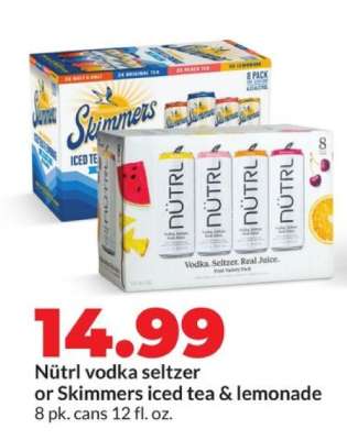 Nütrl vodka seltzer or Skimmers iced tea & lemonade
