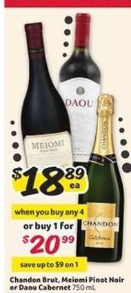 Chandon Brut, Meiomi Pinot Noir or Daou Cabernet