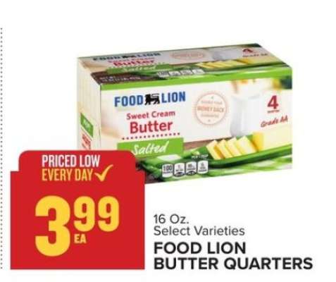 FOOD LION BUTTER QUARTERS