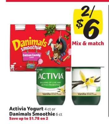 Activia Yogurt or Danimals Smoothie