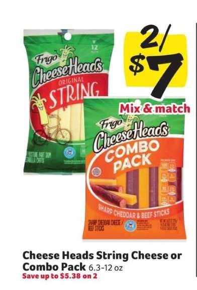 Cheese Heads String Cheese or Combo Pack