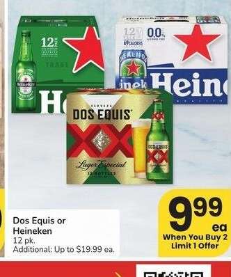 Dos Equis or Heineken - 12 pk.