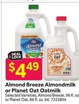 Almond Breeze Almondmilk or Planet Oat Oatmilk