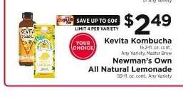 Kevita Kombucha / Newman's Own All Natural Lemonade