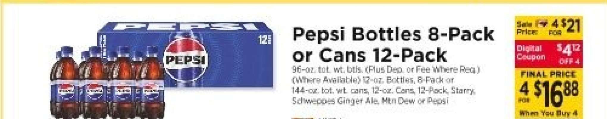 Pepsi Bottles 8-Pack or Cans 12-Pack
